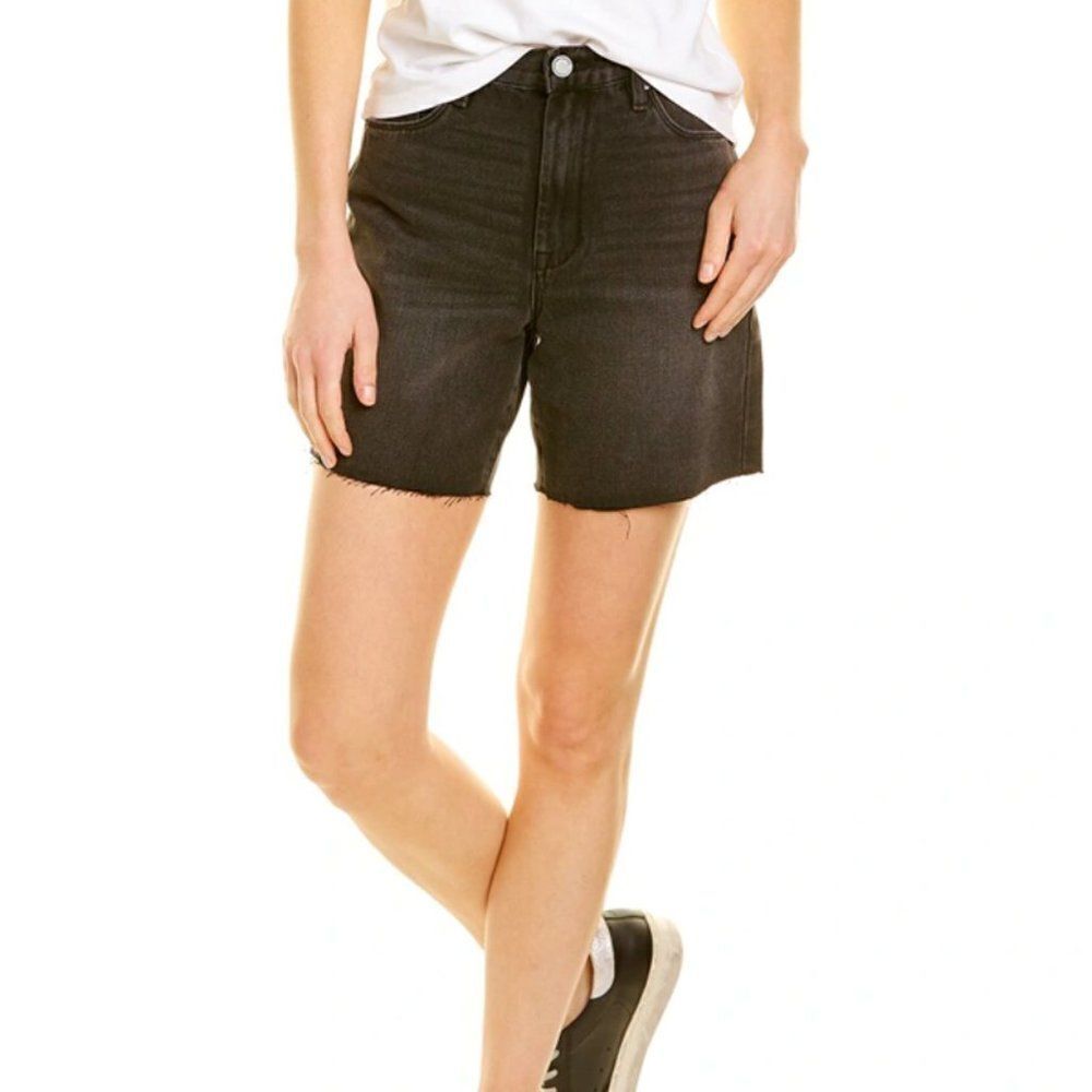 Blank NYC Women's Black The Ludlow Crop Girlfriend High Rise Shorts Size 22W